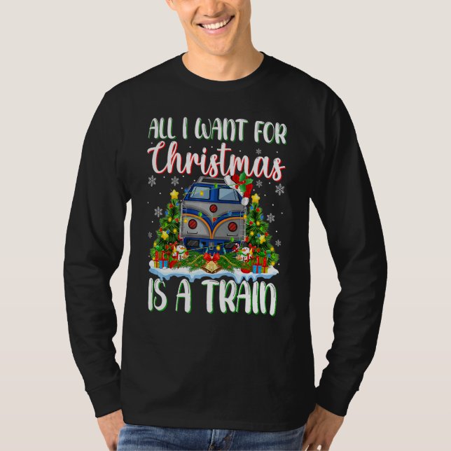 Xmas Lighting Santa All I Want For Christmas Is A  T-Shirt (Vorderseite)
