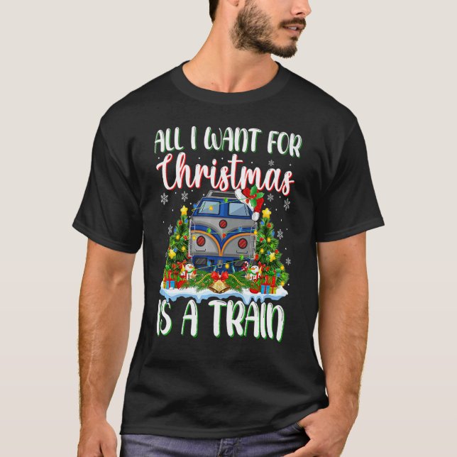Xmas Lighting Santa All I Want For Christmas Is A  T-Shirt (Vorderseite)
