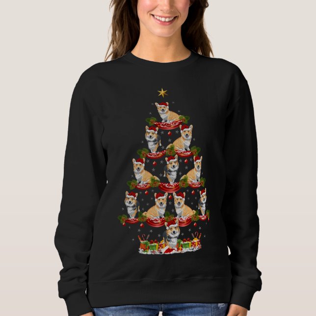 Xmas Lighting Santa Cardigan Welsh Corgi Dog Chris Sweatshirt (Vorderseite)