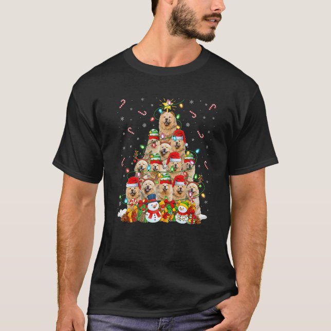 Xmas Lighting Santa Chow Chow Dog Christmas Tree P T-Shirt (Vorderseite)