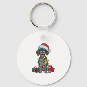 Xmas Lighting Santa German Drahthaar Pointer Dog Schlüsselanhänger