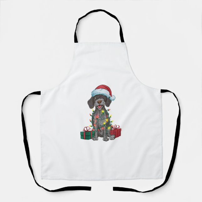Xmas Lighting Santa German Drahthaar Pointer Dog Schürze (Vorderseite)