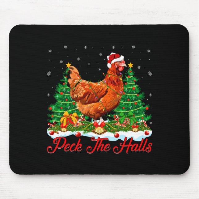 Xmas Lighting Santa Hat Chicken Christmas Tree  Mousepad (Vorne)