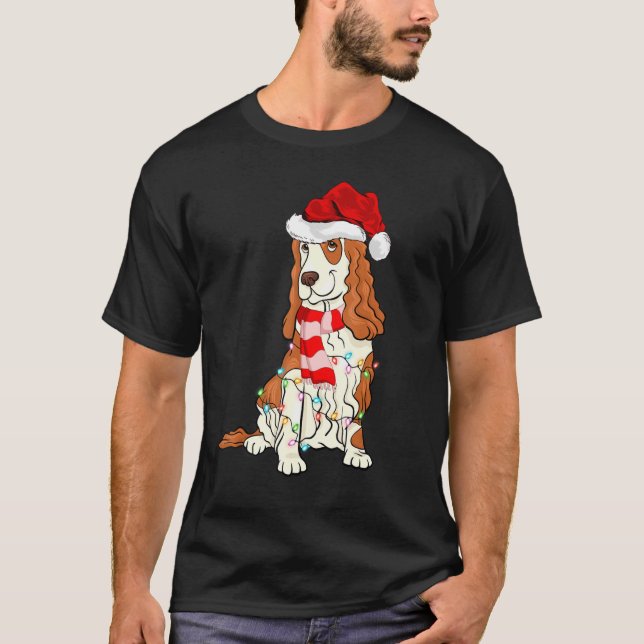 Xmas Lighting Santa Hat Cocker Spaniel Christmas T-Shirt (Vorderseite)