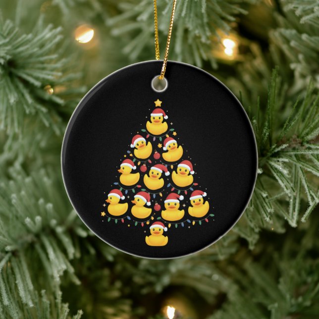 Xmas Lighting Santa Hat Rubber Duck Christmas Tree Keramik Ornament (Baum)