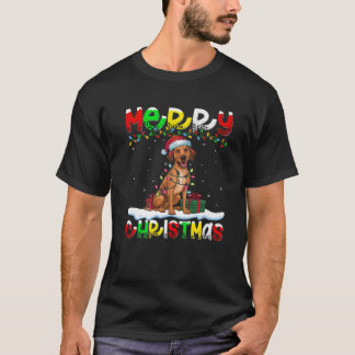 Xmas Lighting Santa Hat Thai Ridgeback Dog Merry C T-Shirt