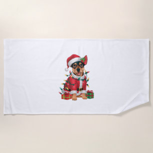 Xmas Lighting Santa Miniature Pinscher Hund Christ Strandtuch