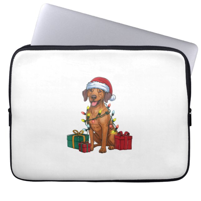 Xmas Lighting Santa Rhodesian Ridgeback Dog Christ Laptopschutzhülle (Vorderseite)