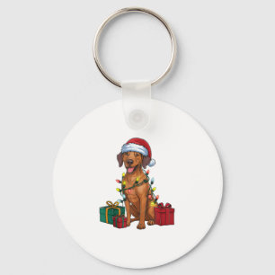 Xmas Lighting Santa Rhodesian Ridgeback Dog Christ Schlüsselanhänger