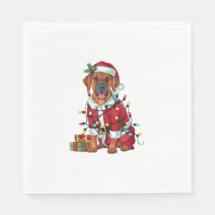 Xmas Lighting Santa Rhodesian Ridgeback Dog Christ Serviette