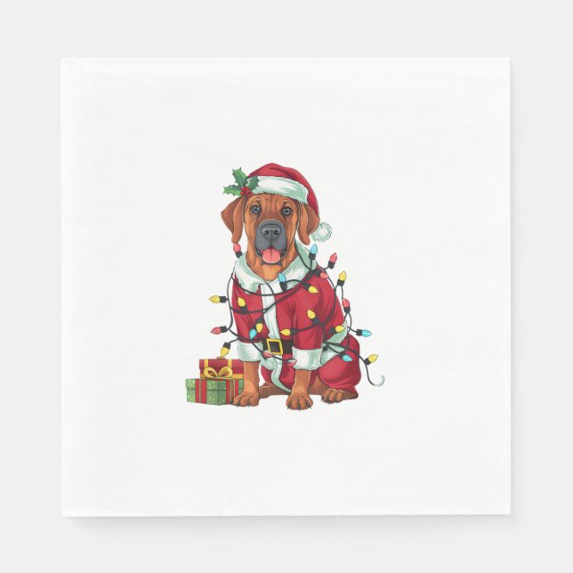 Xmas Lighting Santa Rhodesian Ridgeback Dog Christ Serviette (Vorderseite)