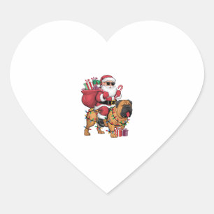 Xmas Lighting Santa Riding Bullmastiff Dog Christm Herz-Aufkleber