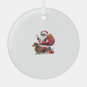 Xmas Lighting Santa Riding Dackel Hund Weihnachten Ornament Aus Glas