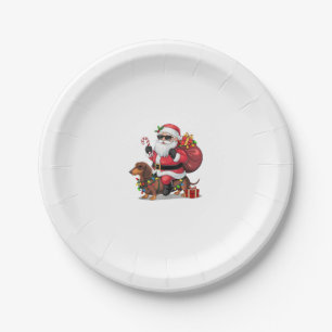 Xmas Lighting Santa Riding Dackel Hund Weihnachten Pappteller