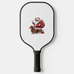 Xmas Lighting Santa Riding Dackel Hund Weihnachten Pickleball Schläger