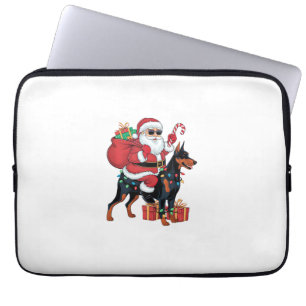Xmas Lighting Santa Riding Doberman Pinscher Dog C Laptopschutzhülle