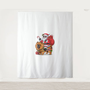 Xmas Lighting Santa Riding Funny Chow Chow Dog Chr Wandteppich