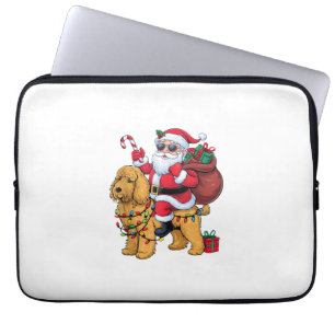 Xmas Lighting Santa Riding Goldendoodle Dog Christ Laptopschutzhülle