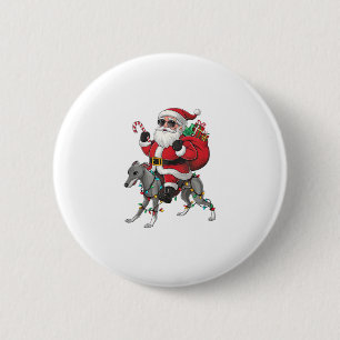 Xmas Lighting Santa Riding Italian Greyhound Dog C Button