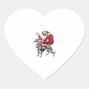 Xmas Lighting Santa Riding Italian Greyhound Dog C Herz-Aufkleber