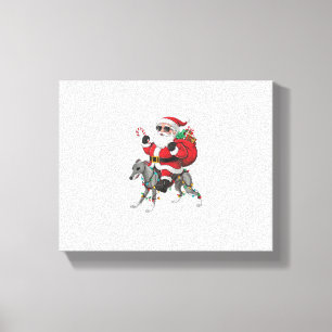 Xmas Lighting Santa Riding Italian Greyhound Dog C Leinwanddruck