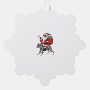 Xmas Lighting Santa Riding Italian Greyhound Dog C Ornament Karte
