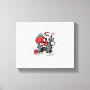 Xmas Lighting Santa Riding Riese Schnauzer Dog Chr Leinwanddruck