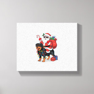 Xmas Lighting Santa Riding Rottweiler Dog Christma Leinwanddruck