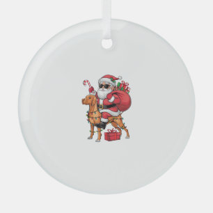 Xmas Lighting Santa Riding Vizsla Dog Weihnachten Ornament Aus Glas