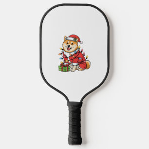 Xmas Lighting Santa Shiba Inu Hund Weihnachten Pickleball Schläger