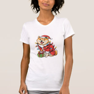 Xmas Lighting Santa Shiba Inu Hund Weihnachten T-Shirt