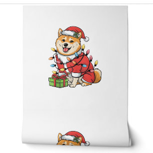 Xmas Lighting Santa Shiba Inu Hund Weihnachten Tapete