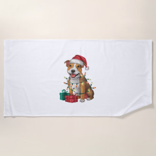 Xmas Lighting Santa Staffordshire Bull Terrier Dog Strandtuch