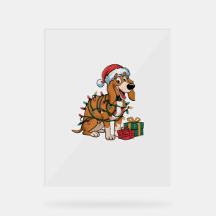 Xmas Lighting Santa Treeing Walker Coonhound Hund  Acrylschild