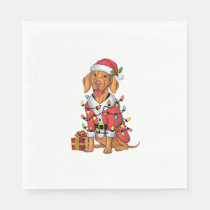 Xmas Lighting Santa Vizsla Dog Weihnachten Serviette