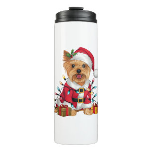 Xmas Lighting Santa Yorkshire Terrier Dog Christma Thermosbecher