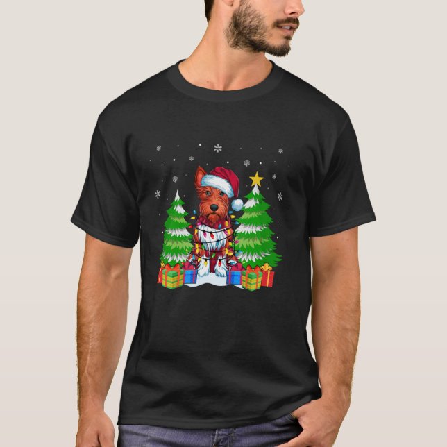 Xmas Lighting Scottie Dog Lovers Men Women Ugly Ch T-Shirt (Vorderseite)