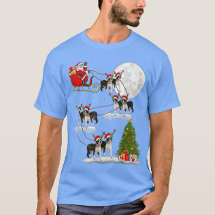 Xmas Lighting Tree Santa Riding Boston Terrier Chr T-Shirt