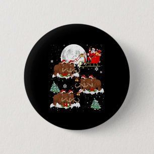 Xmas Lighting Tree Santa Riding Wooly Mammoth Chr Button