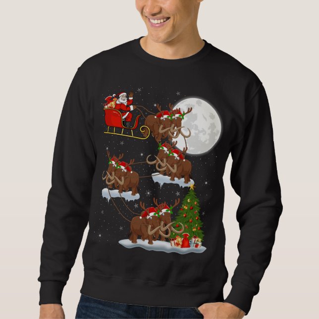 Xmas Lighting Tree Santa Riding Wooly Mammoth Chr Sweatshirt (Vorderseite)