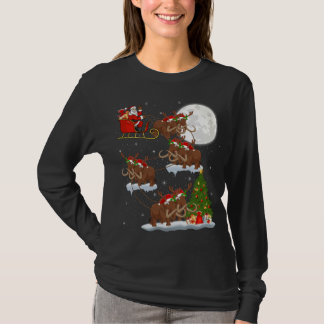 Xmas Lighting Tree Santa Riding Wooly Mammoth Chr T-Shirt