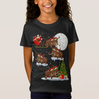 Xmas Lighting Tree Santa Riding Wooly Mammoth Chr T-Shirt