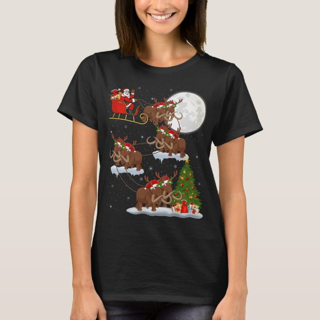 Xmas Lighting Tree Santa Riding Wooly Mammoth Chr T-Shirt (Vorderseite)