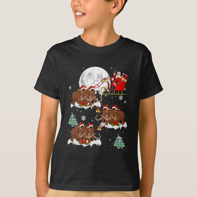 Xmas Lighting Tree Santa Riding Wooly Mammoth Chr T-Shirt (Vorderseite)