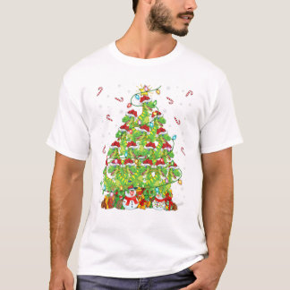 Xmas Lighting Tree Santa T Rex T-Shirt