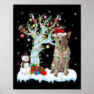 Xmas Lighting Tree Weihnachtsmannmütze Australian Poster