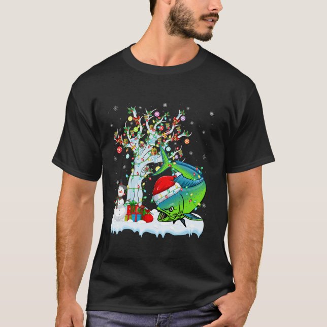 Xmas Lighting Tree Weihnachtsmannmütze Mahi Mahi F T-Shirt (Vorderseite)
