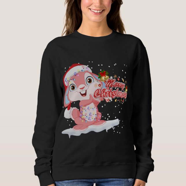 Xmas Lighting Tree Weihnachtsmannmütze Rabbit Bunn Sweatshirt (Vorderseite)