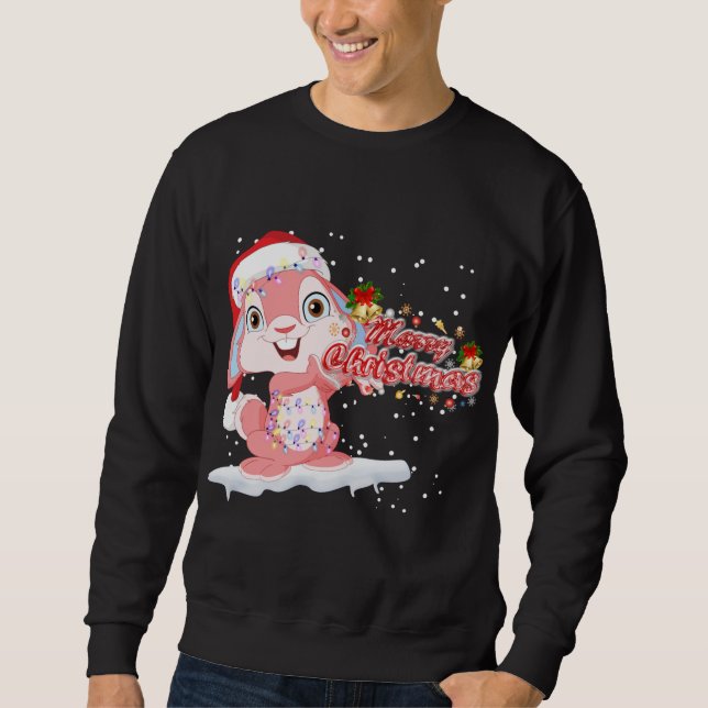 Xmas Lighting Tree Weihnachtsmannmütze Rabbit Bunn Sweatshirt (Vorderseite)
