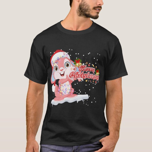 Xmas Lighting Tree Weihnachtsmannmütze Rabbit Bunn T-Shirt (Vorderseite)